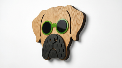 Lime Specs Dog Mask - Wooden wall decor