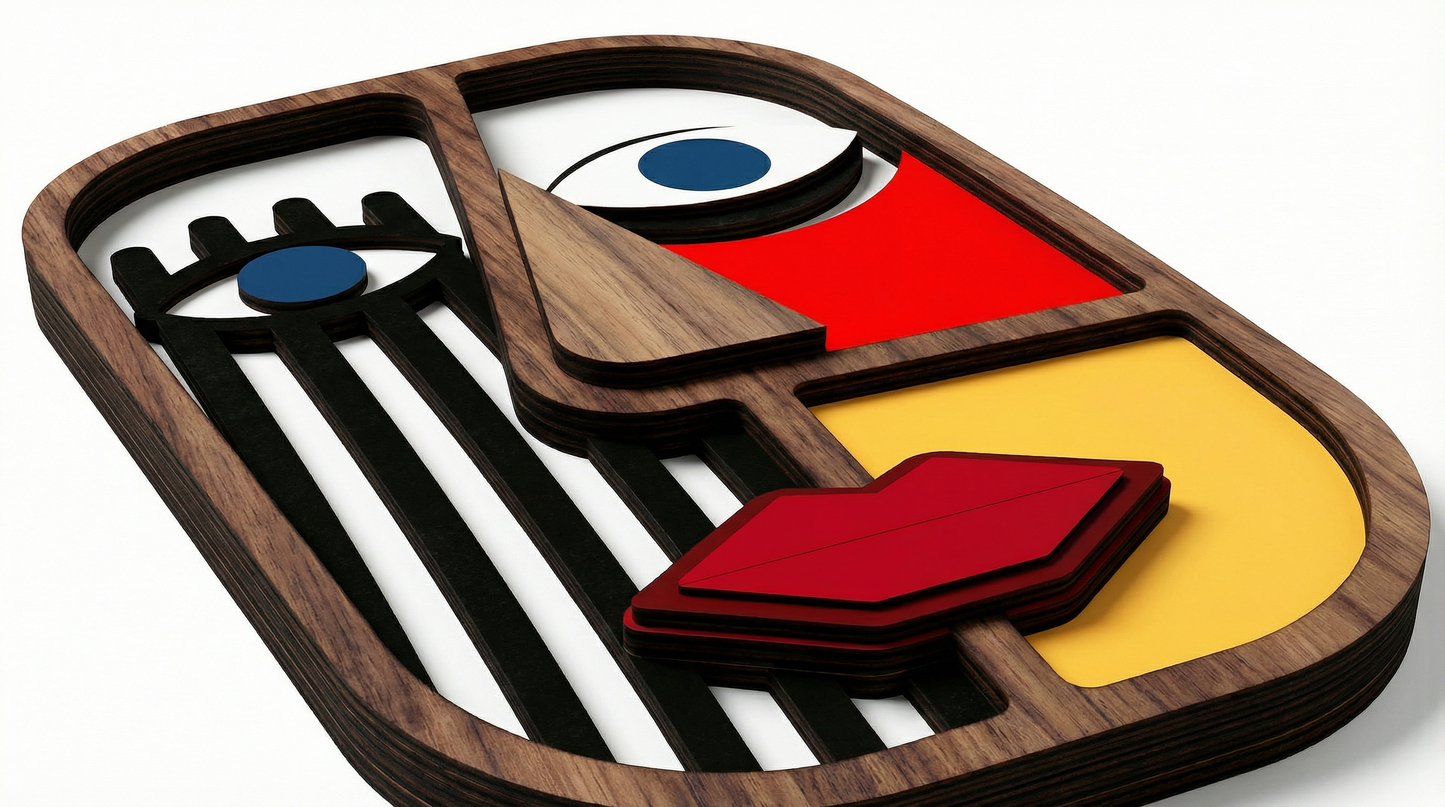 Geometric split-face wall art #2- Wooden wall decor