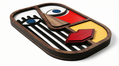 Geometric split-face wall art #2- Wooden wall decor