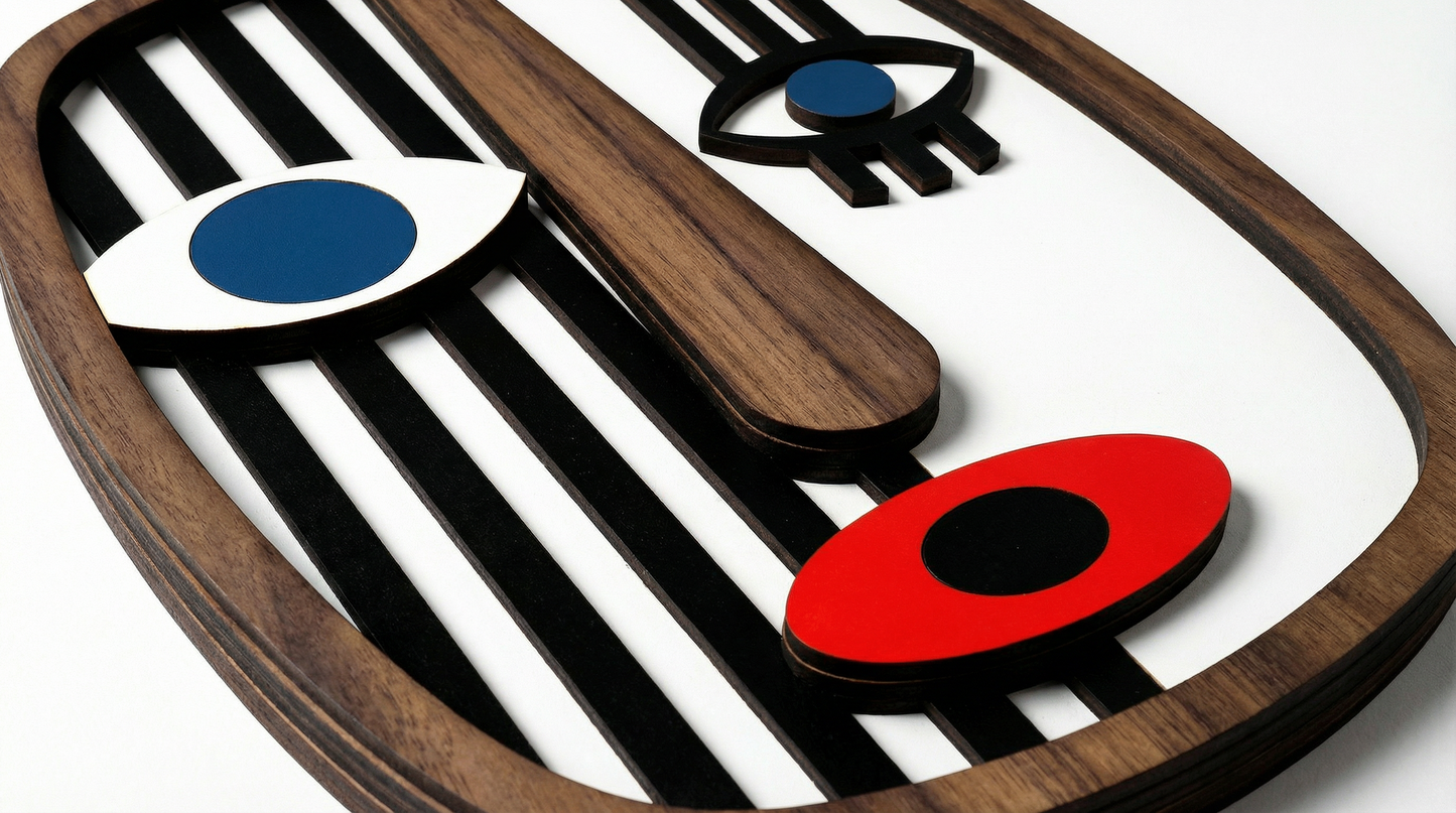 Abstract Stripe Face Mask #2  - Wooden wall decor