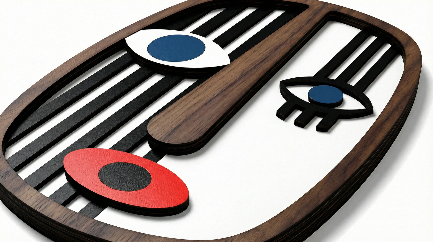 Abstract Stripe Face Mask #2  - Wooden wall decor