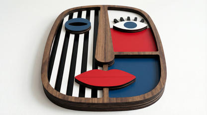 Abstract Stripe Face Mask #4  - Wooden wall decor