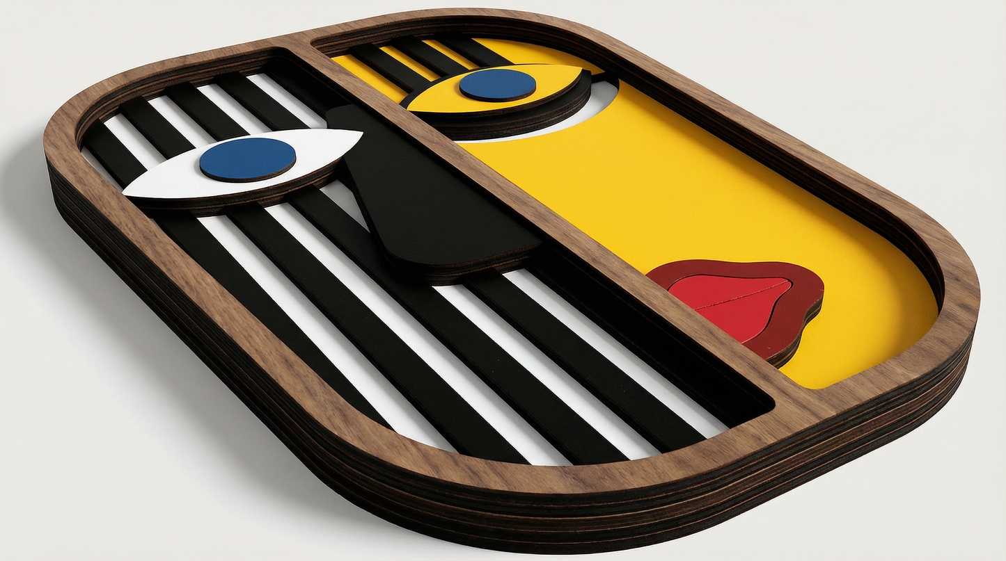 Geometric split-face wall art #2- Wooden wall decor