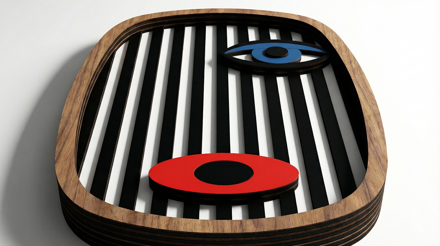 Abstract Stripe Face Mask #3  - Wooden wall decor