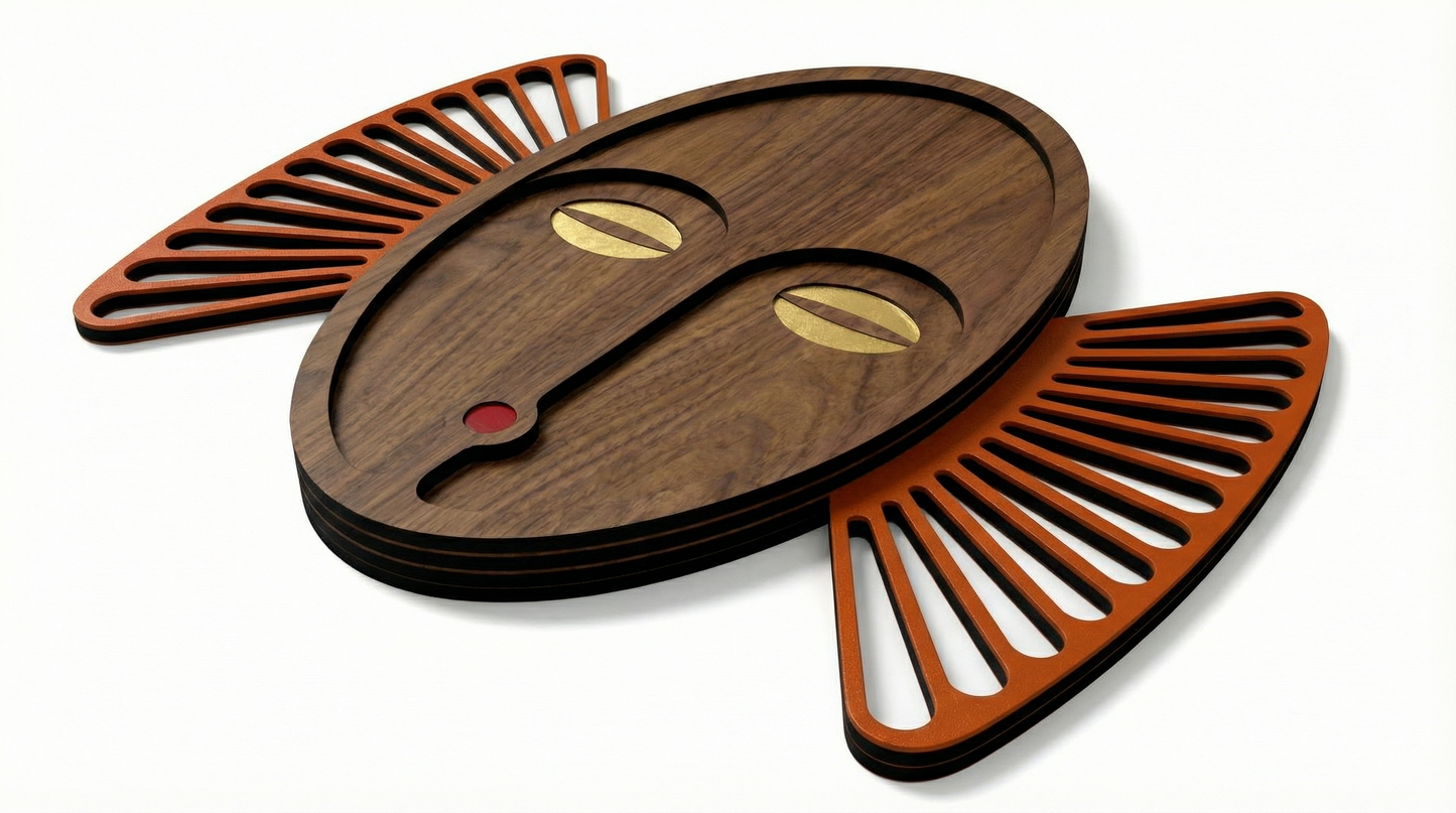 Sunburst Tribal Face Mask - Wooden wall decor