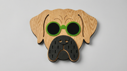 Lime Specs Dog Mask - Wooden wall decor