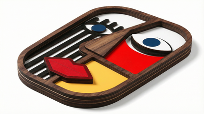 Geometric split-face wall art #2- Wooden wall decor