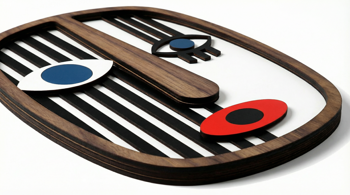 Abstract Stripe Face Mask #2  - Wooden wall decor