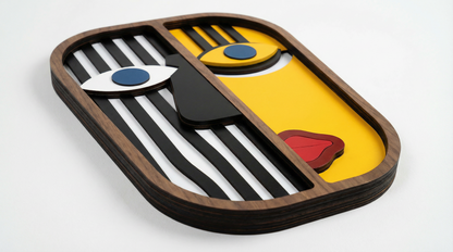 Geometric split-face wall art #2- Wooden wall decor