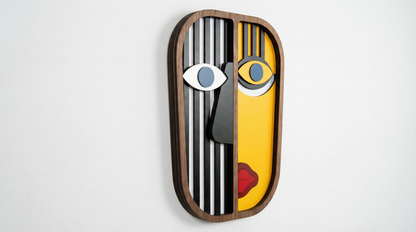 Geometric split-face wall art #2- Wooden wall decor