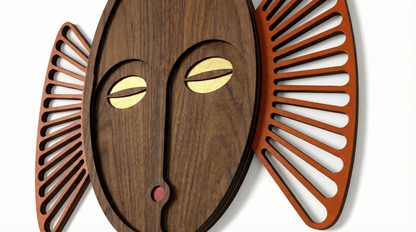 Sunburst Tribal Face Mask - Wooden wall decor