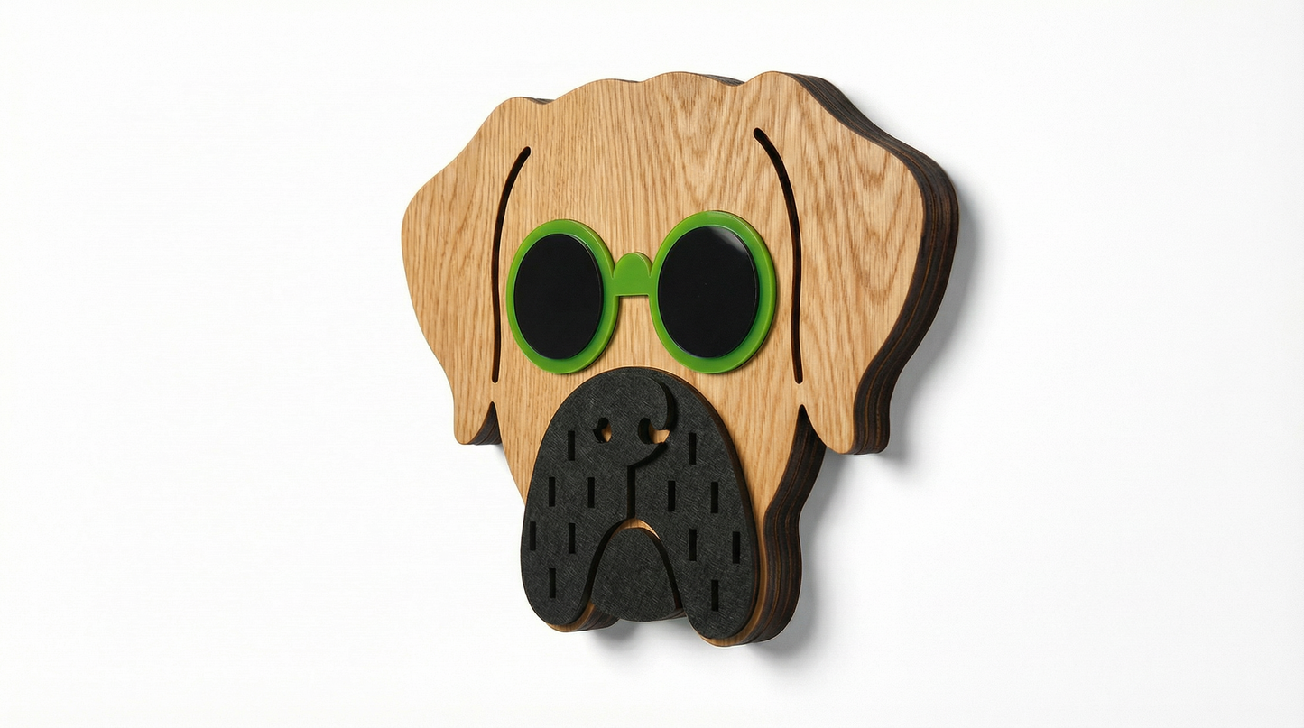 Lime Specs Dog Mask - Wooden wall decor