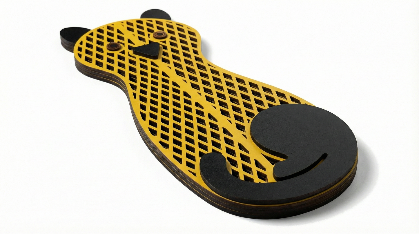 Golden Grid Cat  Mask  - Wooden wall decor