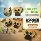 Lime Cat - Dog Wall Mask - Wooden wall decor - Bundle #5