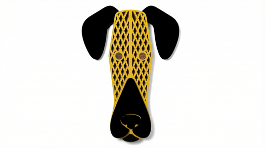 Golden Grid Dog Mask - Wooden wall decor