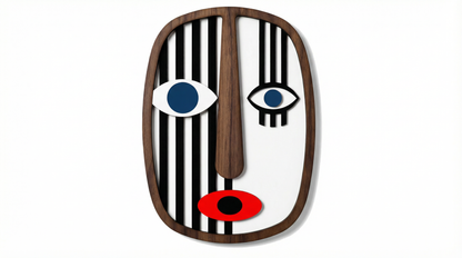 Abstract Stripe Face Mask #2  - Wooden wall decor