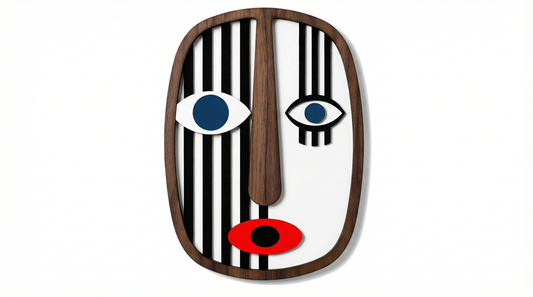 Abstract Stripe Face Mask #2  - Wooden wall decor
