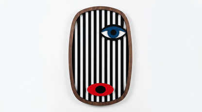 Abstract Stripe Face Mask #3  - Wooden wall decor