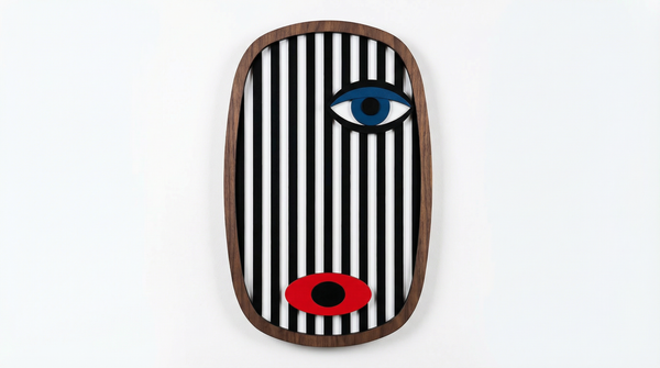 Abstract Stripe Face Mask #3  - Wooden wall decor