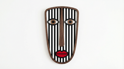 Abstract Stripe Face Mask #5  - Wooden wall decor