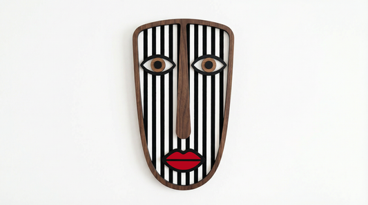 Abstract Stripe Face Mask #5  - Wooden wall decor