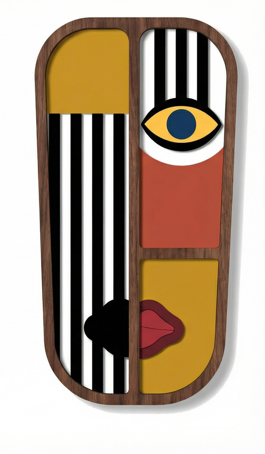 Geometric split-face wall art #3- Wooden wall decor