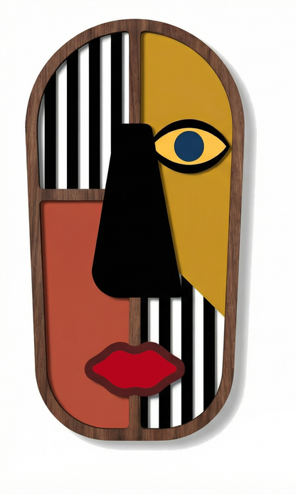 Geometric split-face wall art #4- Wooden wall decor